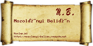 Mozolányi Belián névjegykártya